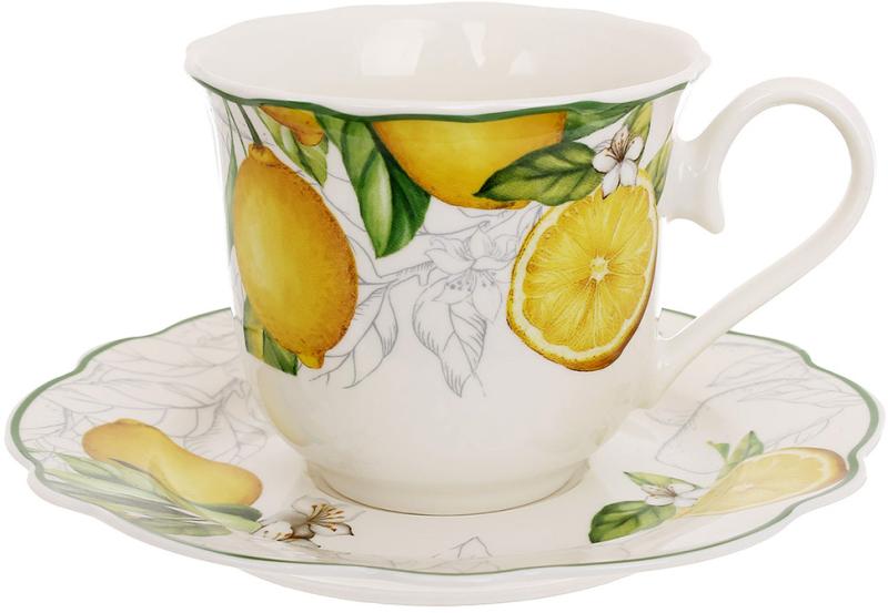 Sicilian Lemon Porcelain Tea Set, 250ml, 4-Person (Cups and Saucers) BD-K105