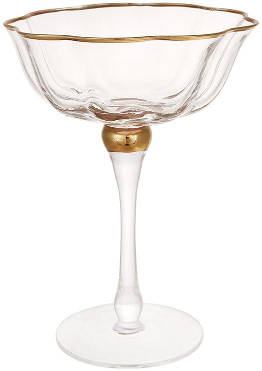 Set of 6 glass glasses "Gatsby" 250ml (champagne flutes) with gold border BD-992-449