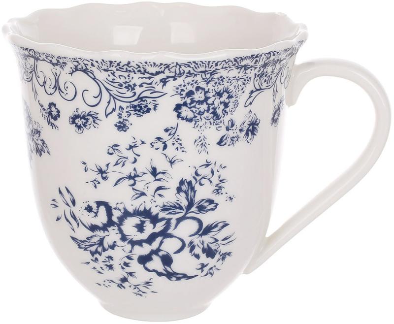 Set of 6 porcelain mugs "English Rose" 350ml, blue ornament BD-K191