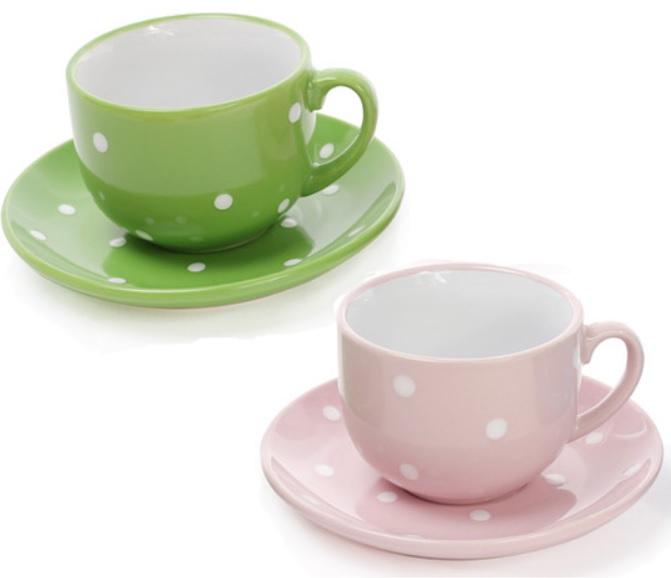 Tea gift set "White Peas" 2 cups 250ml with saucers BD-344-071A2
