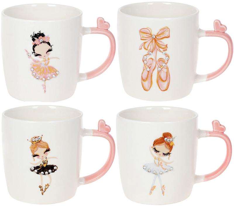 Porcelain mug "Ballerina" 350ml, with rhinestones BD-380-431