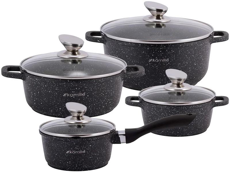 Kamille Landes Black 8 Piece + Two Potholders Kitchen Utensils Set KM-4429