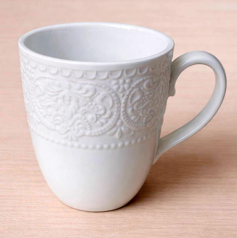 Dentelle Blanche porcelain mugs, 4 cups, 300 ml (BD-988-522)