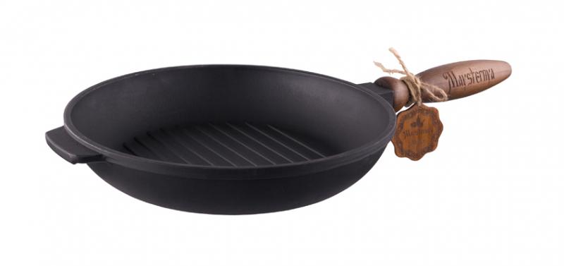 Cast iron grill pan "Nasha Meisternya" Ø24cm with a wooden handle ST-T308