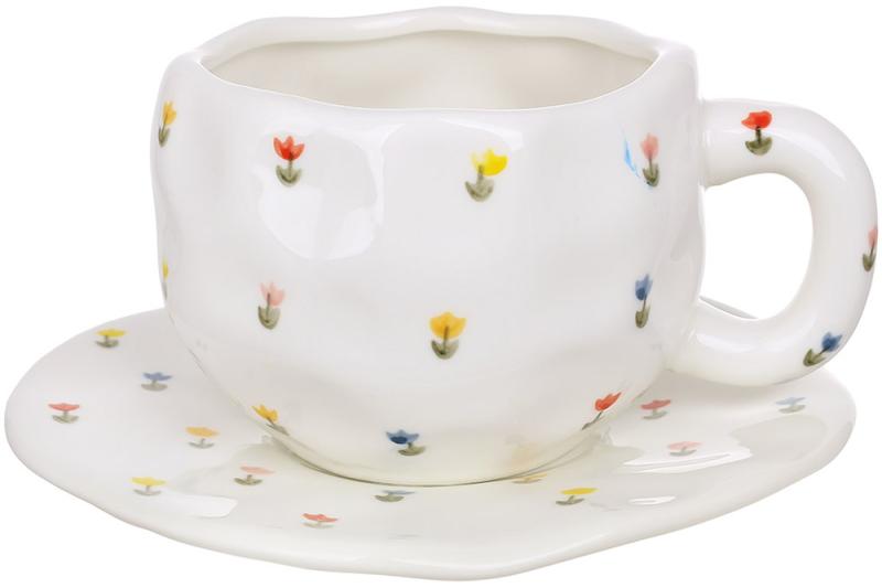 Tea Ceramic Cup "Flower" 350ml with Saucer BD-992-834