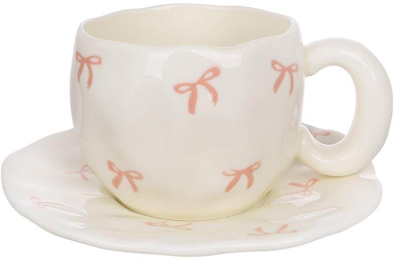 Tea Ceramic Cup "Bowknot" 350ml with Saucer BD-992-835