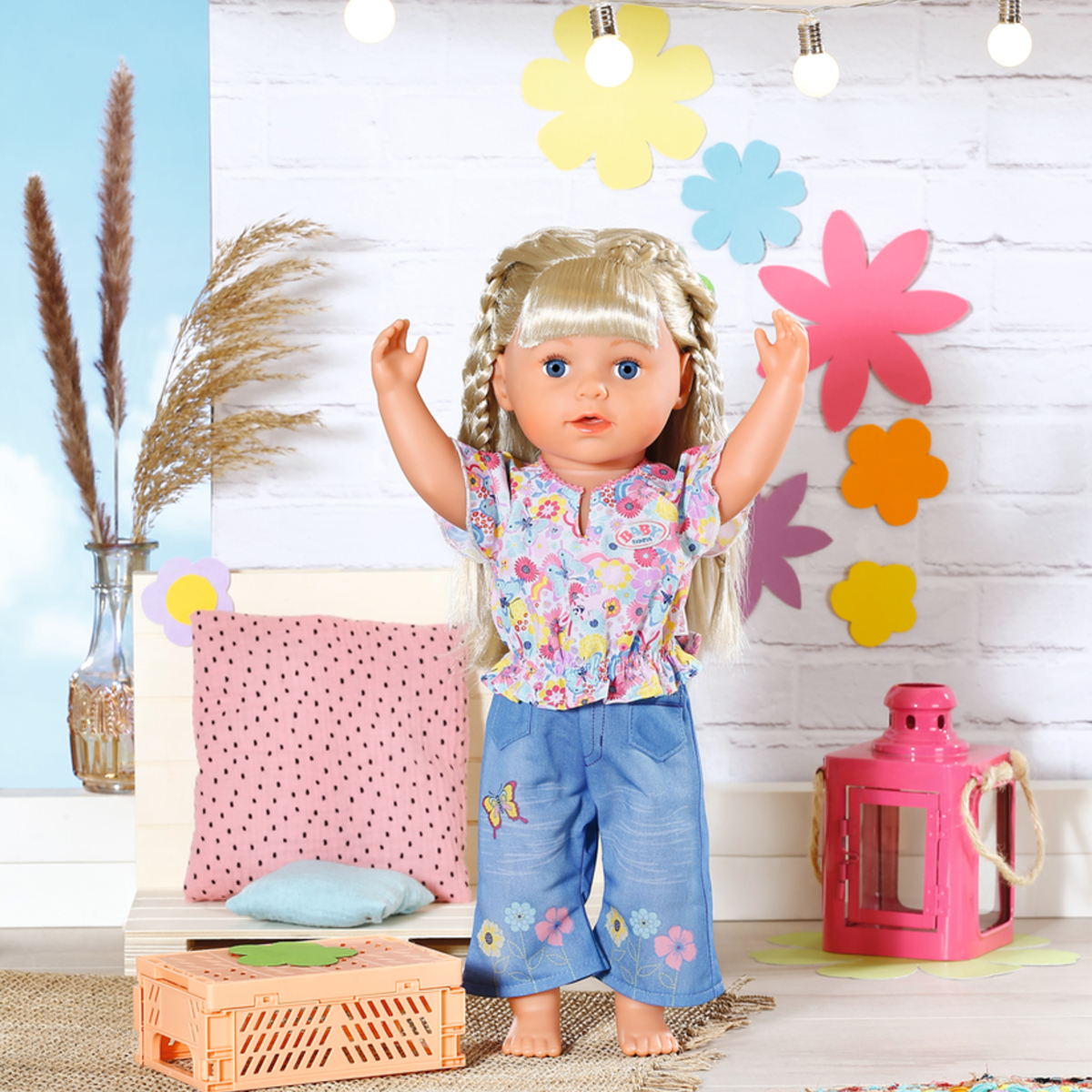 Clothing for Baby Born doll - Floral jeans