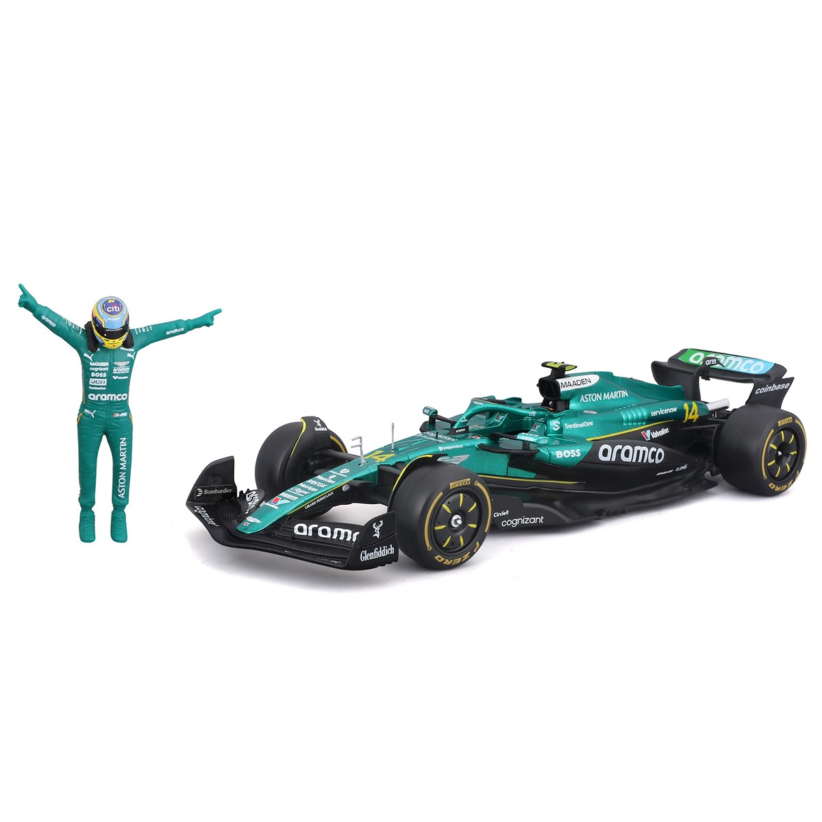Автомодель с фигуркой – Aston Martin AMR25 (2025) (1:24)