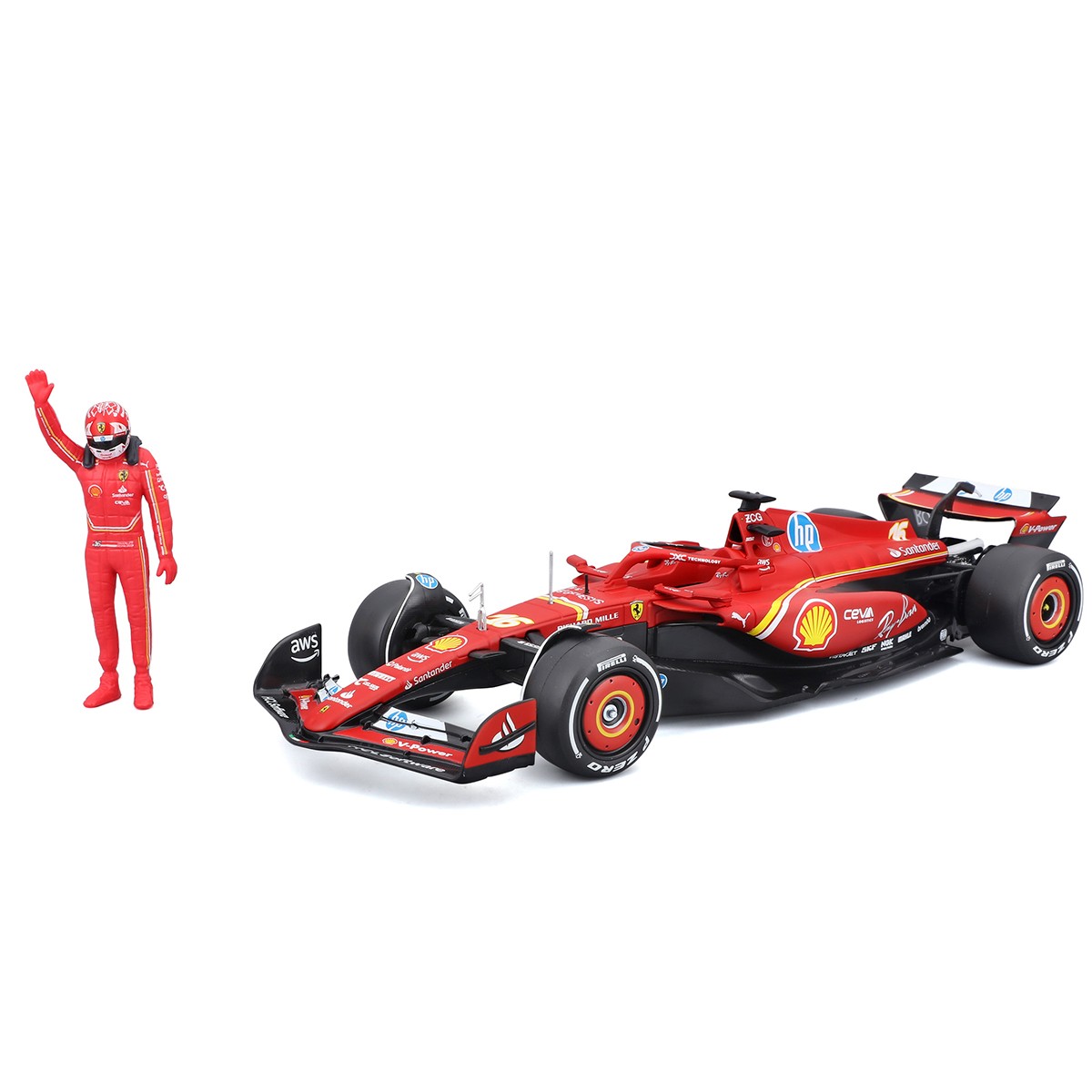 Автомодель с фигуркой – Ferrari SF-24 (2024) (1:24)