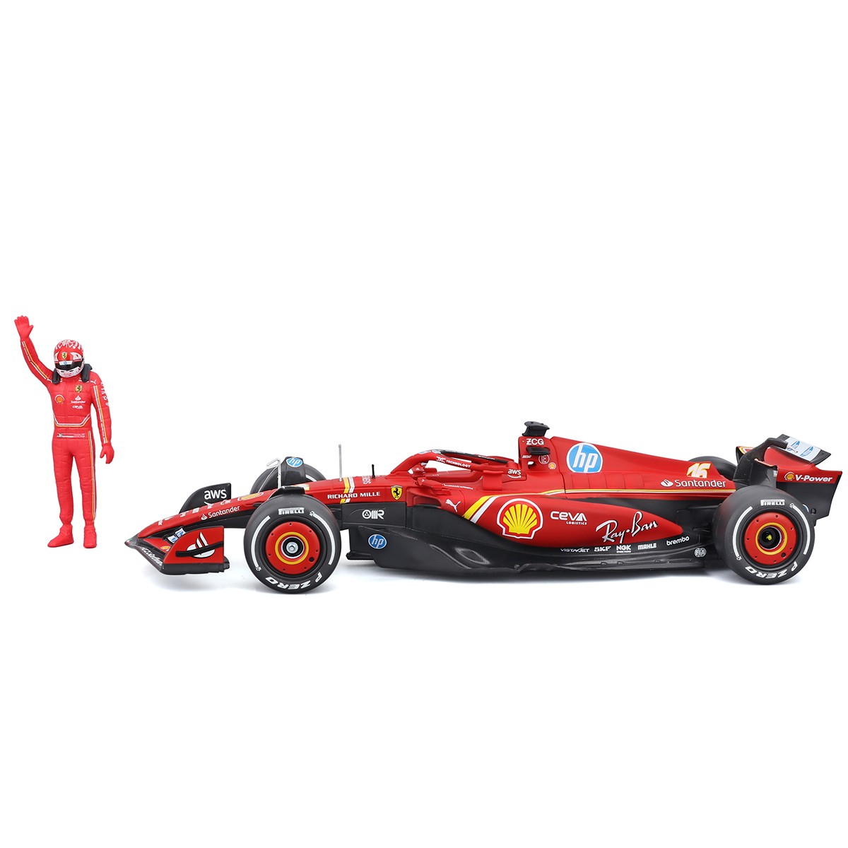 Автомодель с фигуркой – Ferrari SF-24 (2024) (1:24)