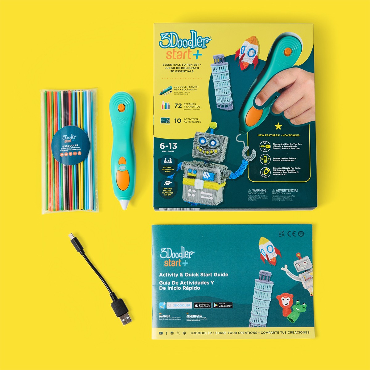 3Doodler Start Plus 3D Pen for Children's Creativity - Creative Plus (72 Rods)