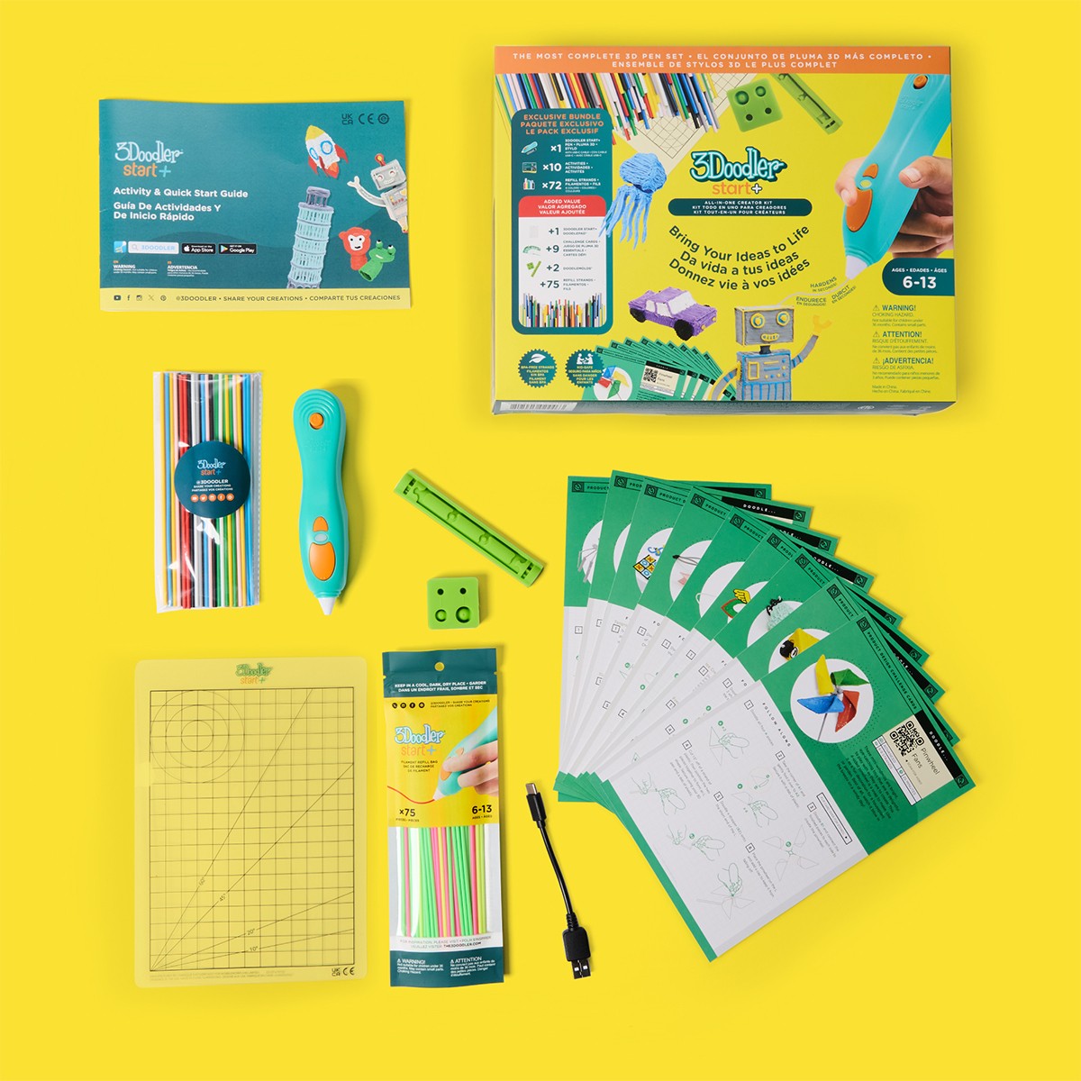 3Doodler Start Plus 3D Pen for Children's Creativity - MegaCreative (147 Strands, 9 Stencils)