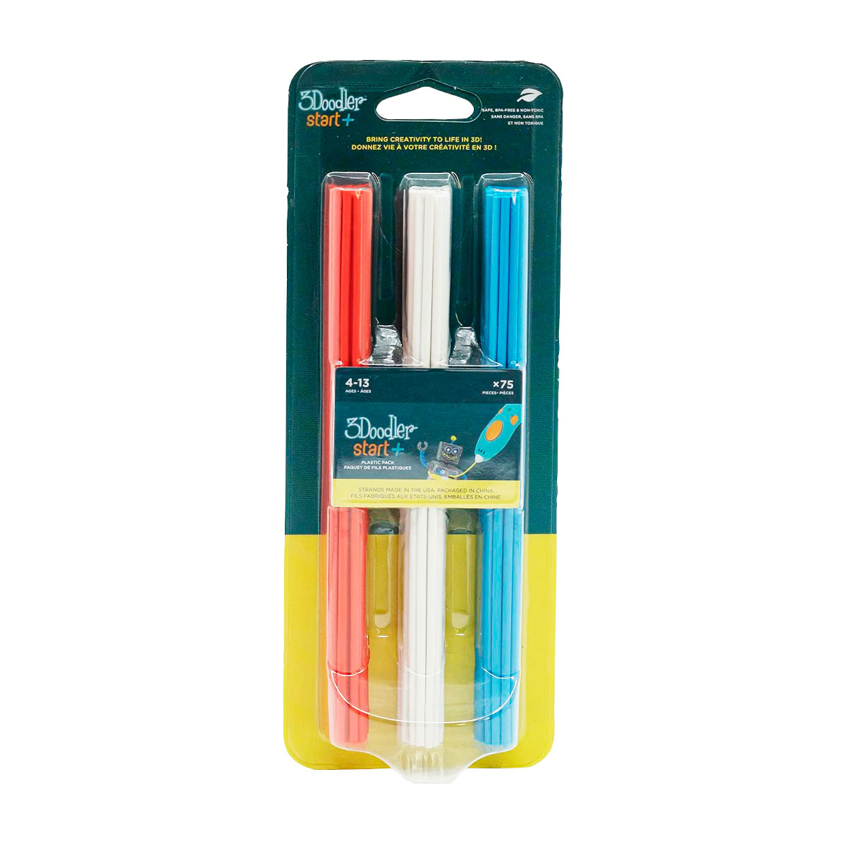 Набор стержней для 3D-ручки 3Doodler Start - Микс (75 шт: красный, белый, синий)