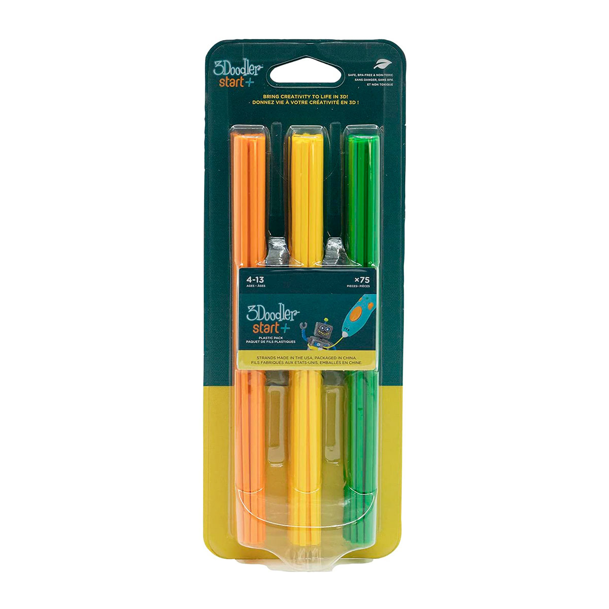Набор стержней для 3D-ручки 3Doodler Start - Микс (75 шт: оранжевый, желтый, зеленый)