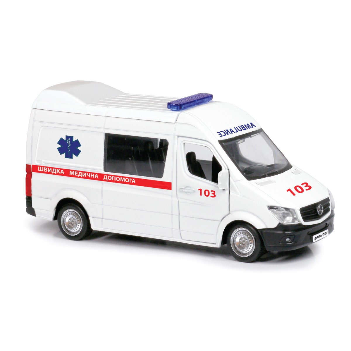Автомодель "MERCEDES BENZ SPRINTER СКОРАЯ ПОМОЩЬ" TechnoDrive 250344U 1:32