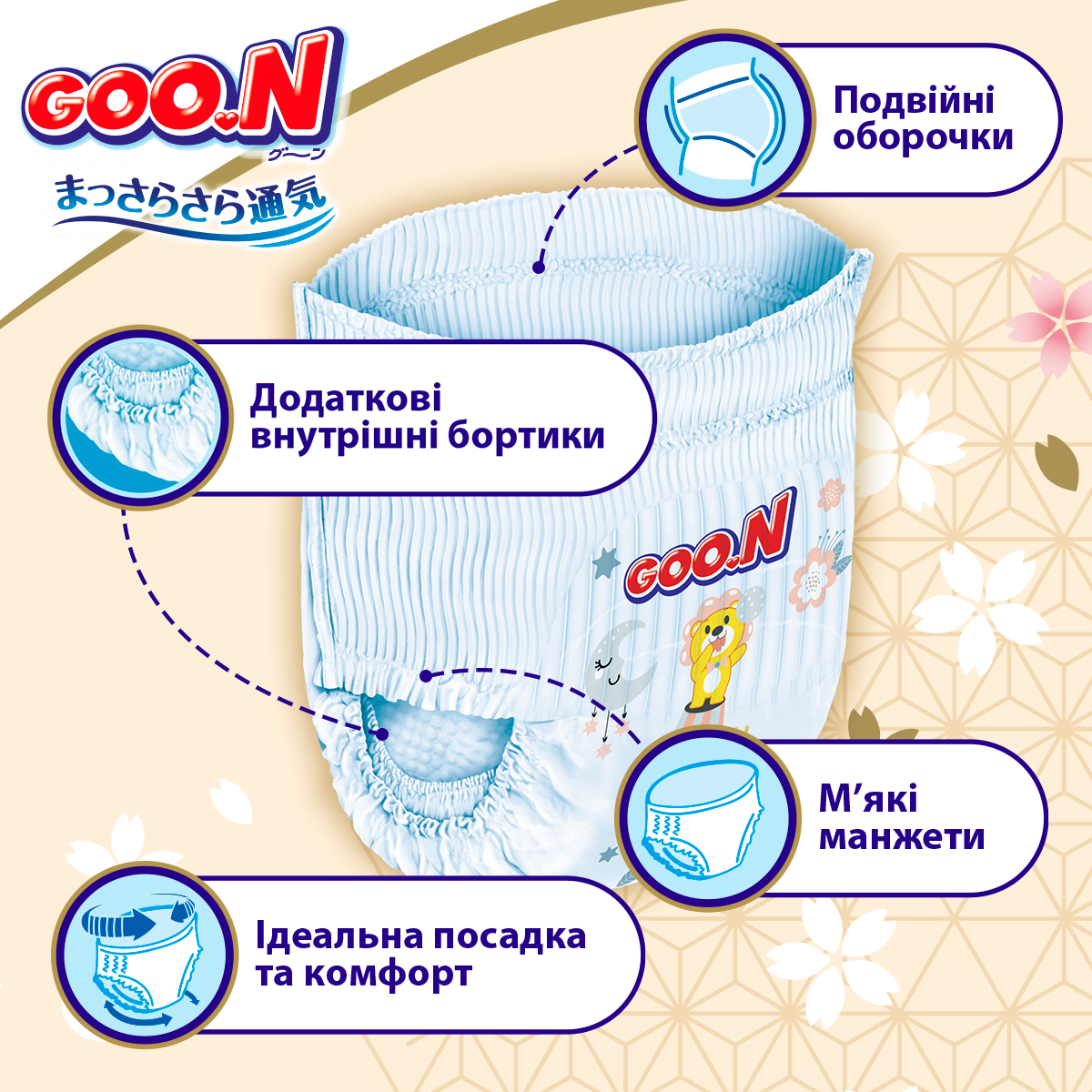 Трусики-подгузники Goo.N Premium Soft (размер 4(L), 9-14 кг, 44 шт)