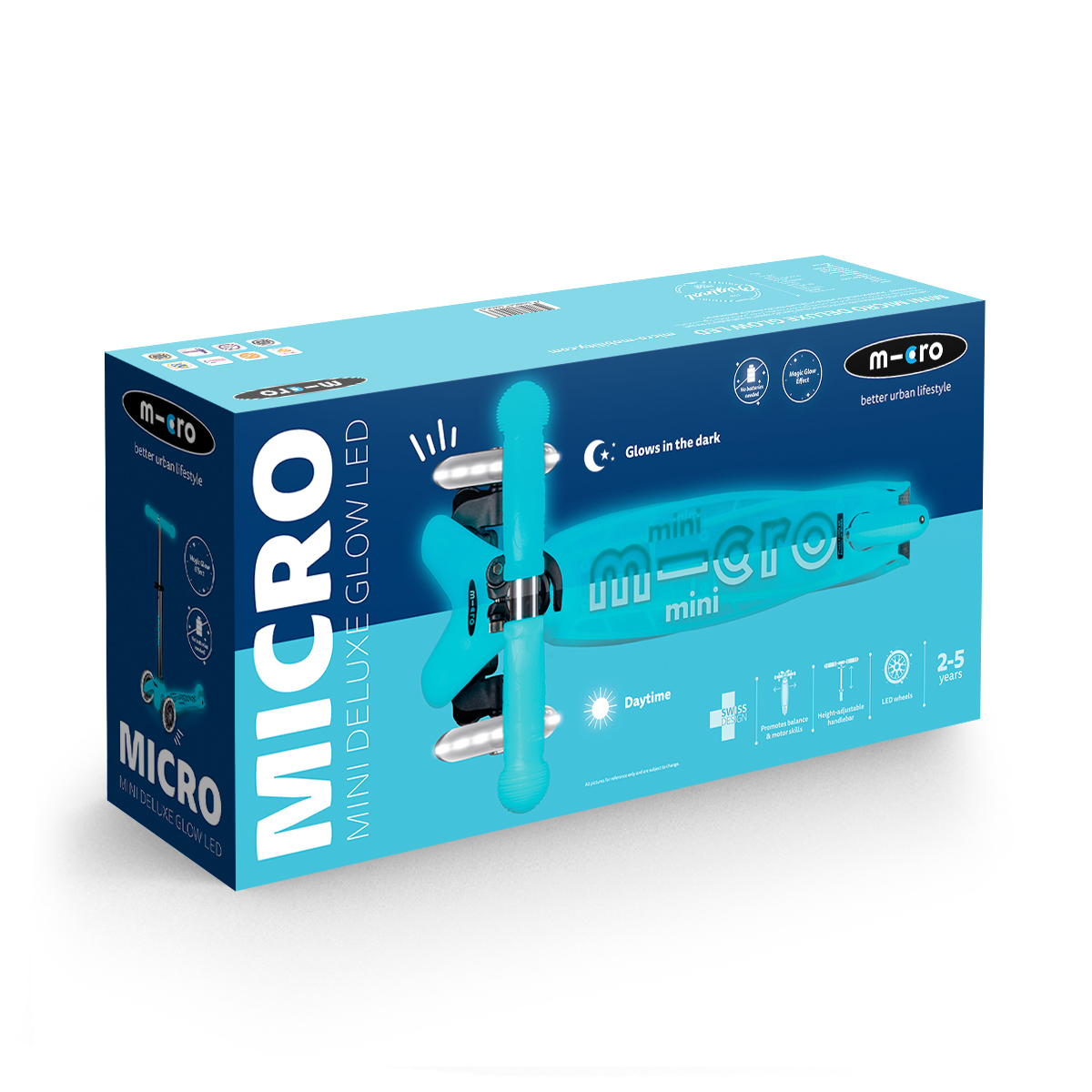 Самокат Micro серии Mini Deluxe Glow LED - Арктический синий