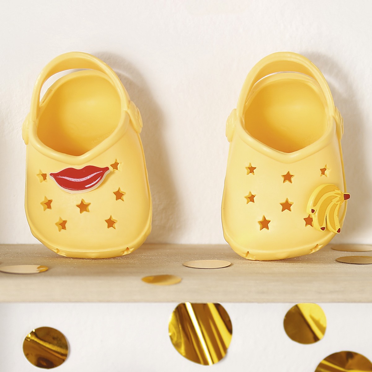 Shoes for doll BABY BORN - Sandals with badges (yellow)