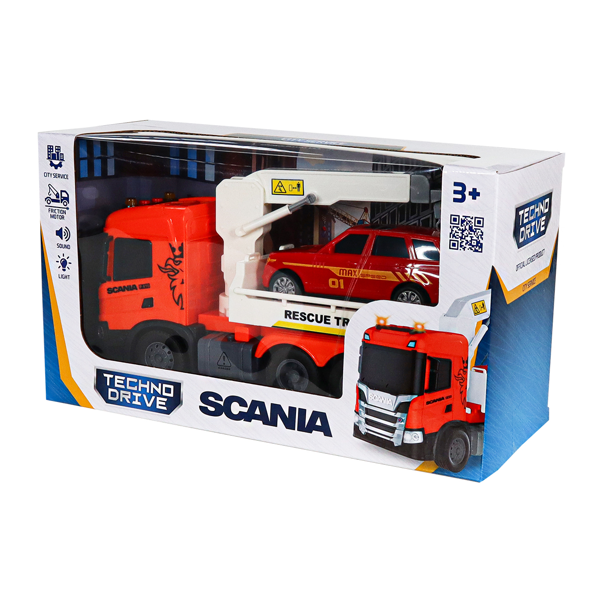 Ігровий набір серії Big Truck – Евакуатор Scania з машиною (світло, звук)
