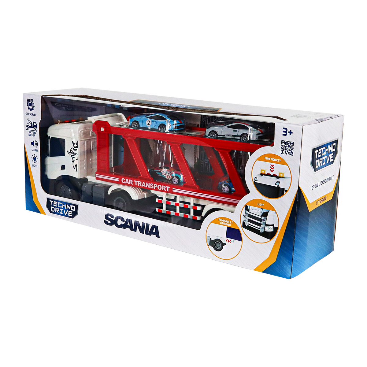 Игровой набор серии Large Truck – Автоперевозчик Scania (4 машины, свет, звук)