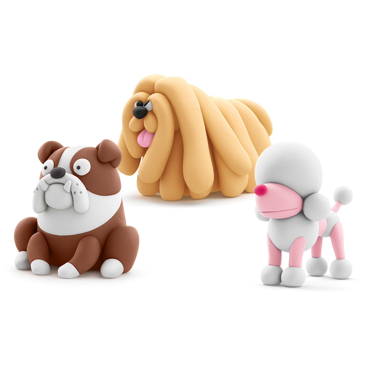 Plasticine set Lipaka - Dog friends: Komondor Moody, Bulldog Hypno, Poodle Poppy