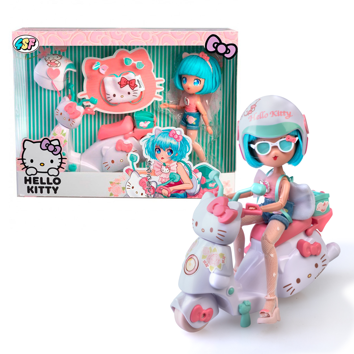 Hello Kitty 4SF Manga Dolls - Pink on a Scooter Play Set