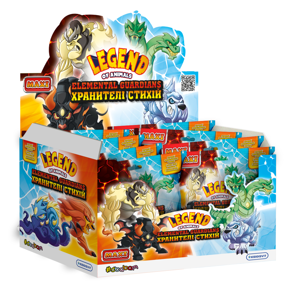 Display of stretch toys from the Legend of Animals Maxi series – Guardians of the Elements (10 pcs)