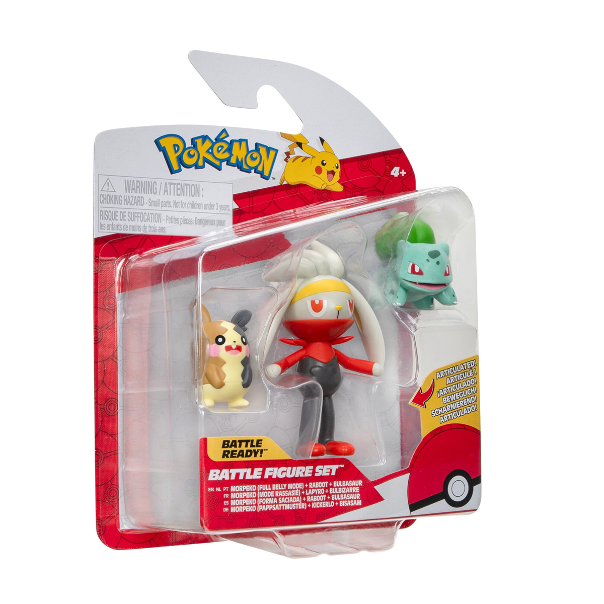 Pokemon W18 Action Figure Set - Morpeko, Bulbasaur, Raboot