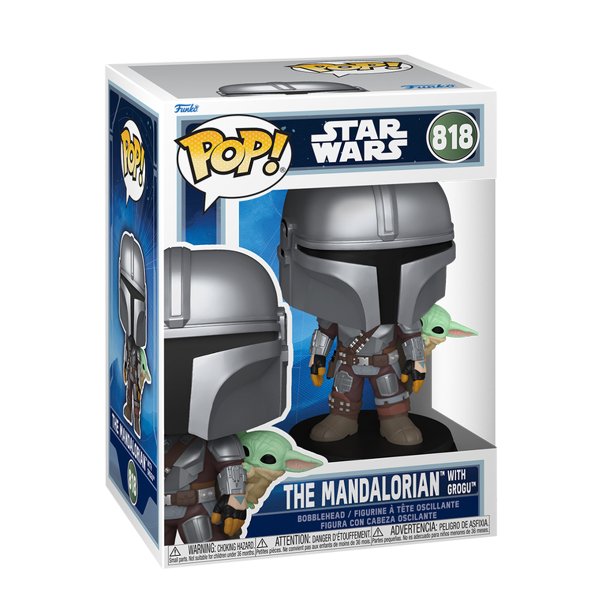 Игровая фигурка Funko POP! series The Mandalorian - The Mandalorian with Grogu on his back