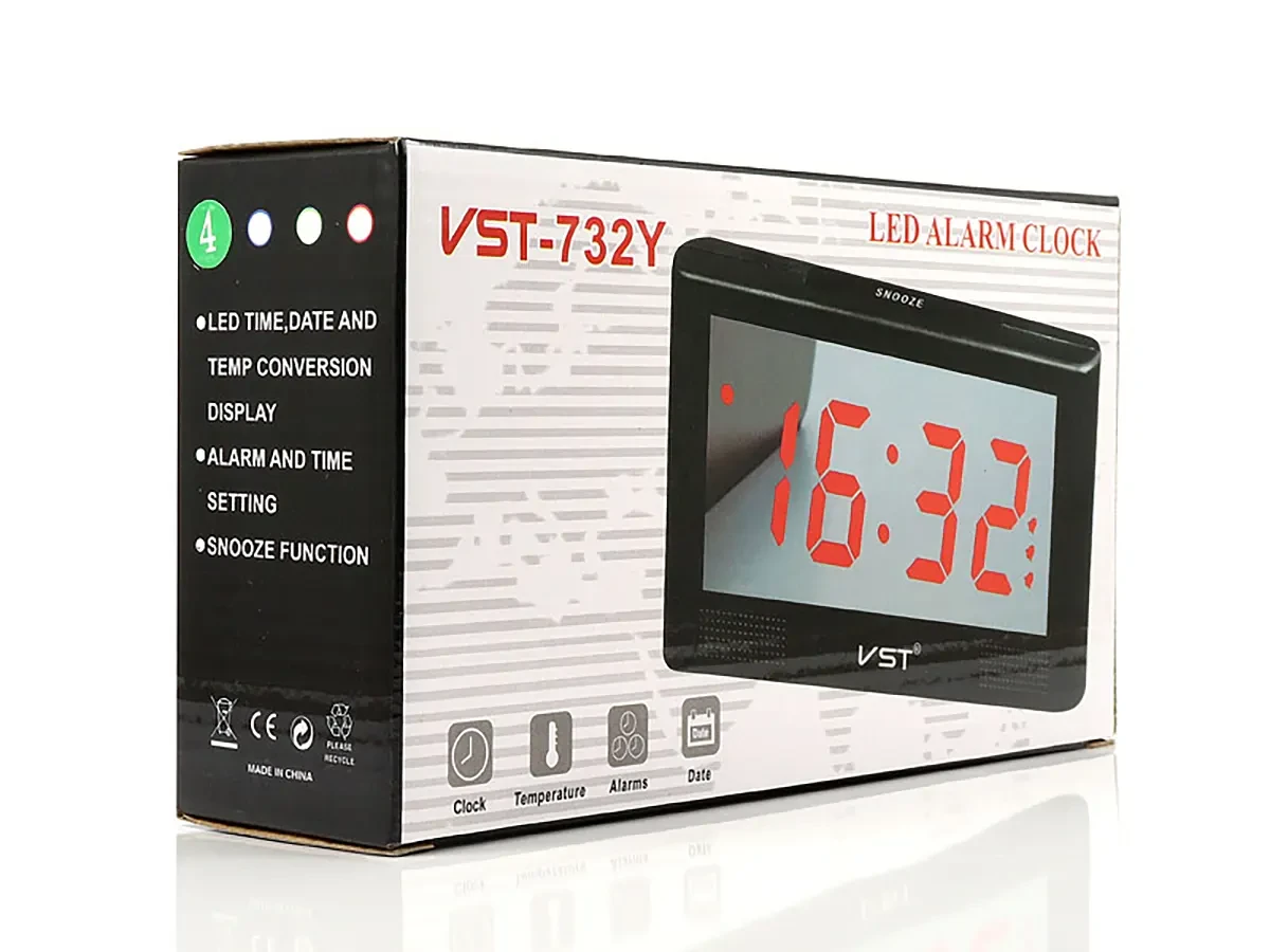 Electronic desk clock green VST-732Y