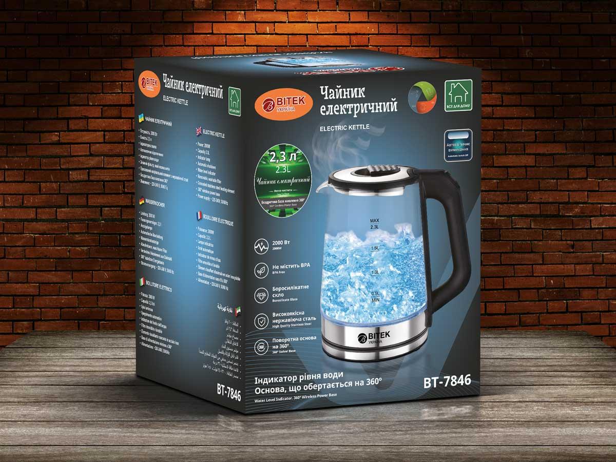 Electric glass kettle 2.3l 2000W BITEK BT-7846