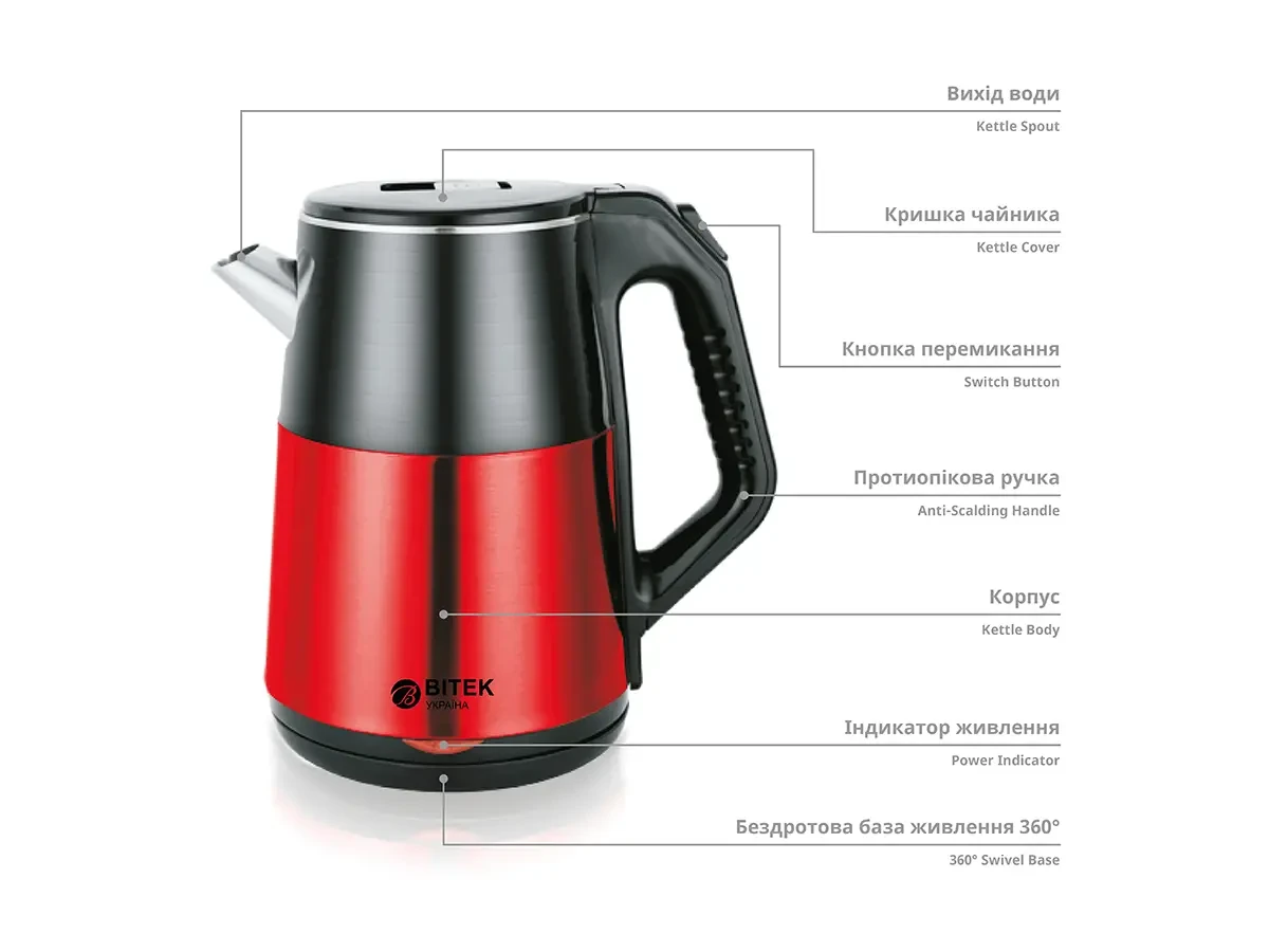 Electric kettle 2.5l 2000W BITEK BT-7819
