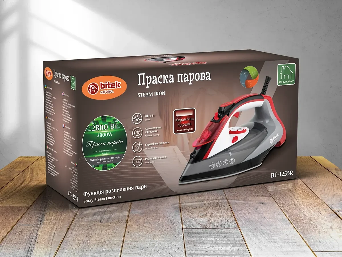 Steam iron with ceramic soleplate 2800W BITEK BT-1255R