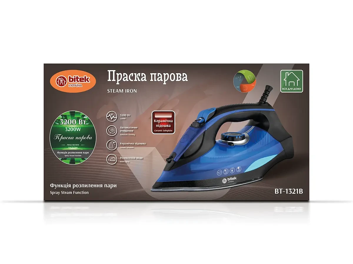 Steam iron with ceramic soleplate 3200W BITEK BT-1321B