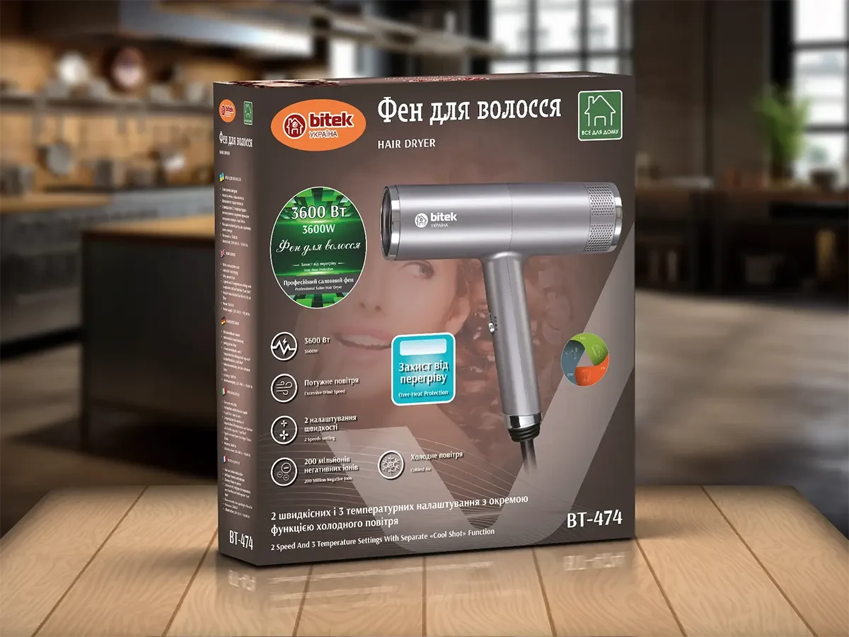 Фен для волос 3600Вт BITEK BT-474