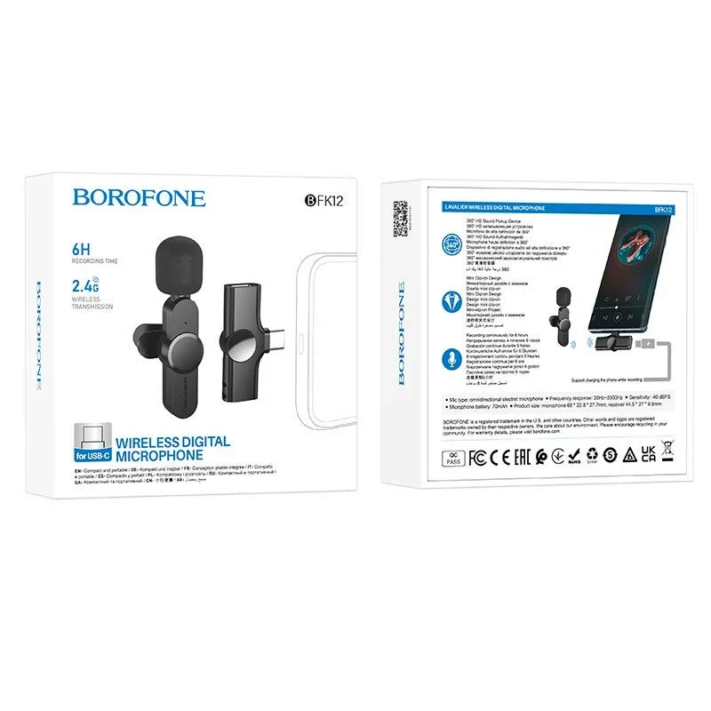 Мікрофон бездротовий цифровий Type-C Borofone Trophy Lavalier BFK12 6347