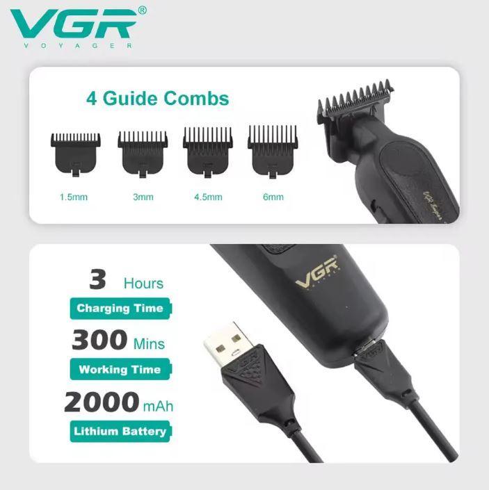Professional cordless beard and mustache trimmer VGR V-995 with 4 interchangeable attachments 1.5-6 mm