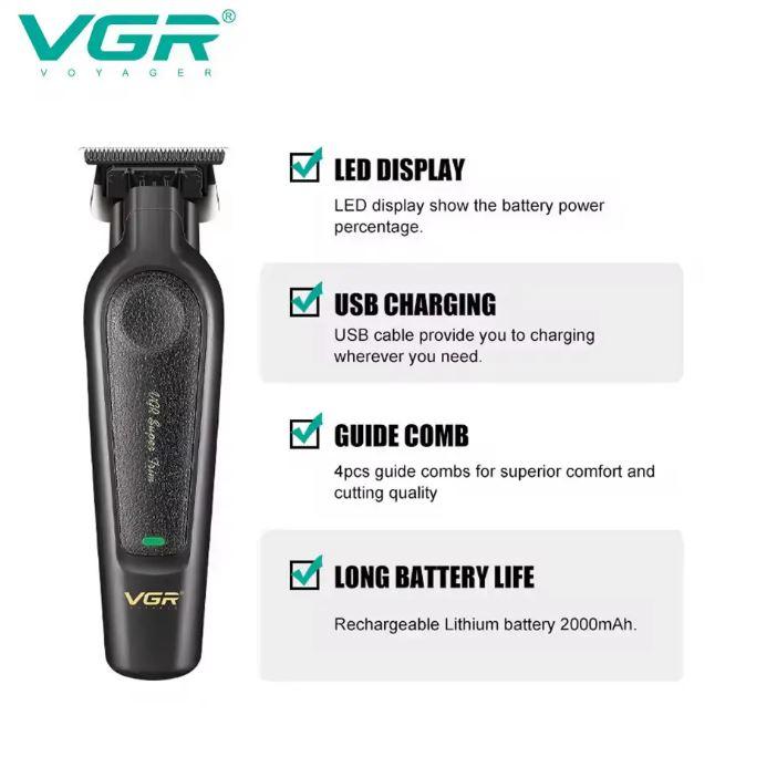 Professional cordless beard and mustache trimmer VGR V-995 with 4 interchangeable attachments 1.5-6 mm