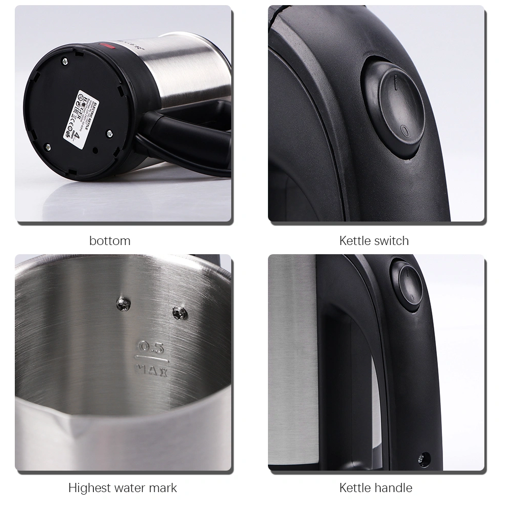 Electric travel kettle portable with 2 cups RAF R.7887 0.5 liters stainless steel 1000 W