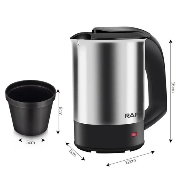 Electric travel kettle portable with 2 cups RAF R.7887 0.5 liters stainless steel 1000 W