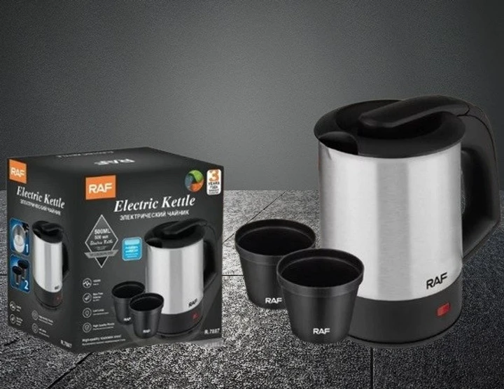 Electric travel kettle portable with 2 cups RAF R.7887 0.5 liters stainless steel 1000 W