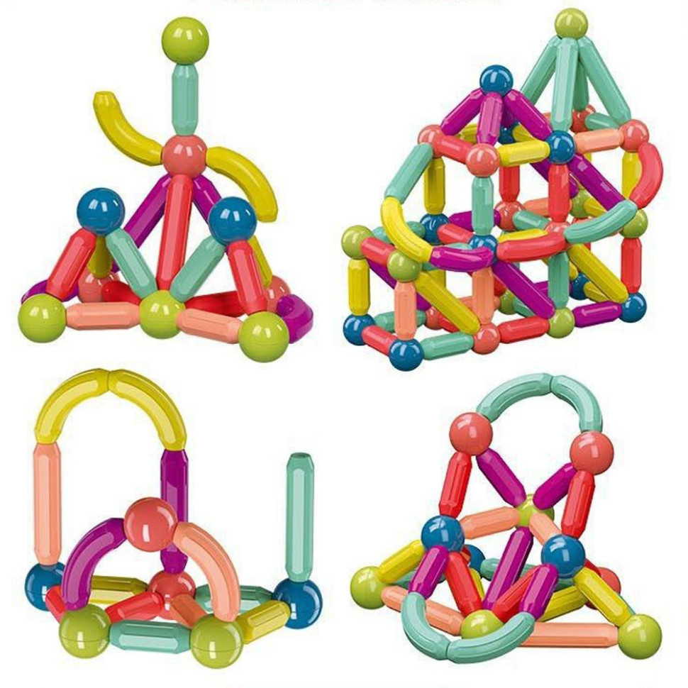Children's magnetic building set H06-2 from sticks and balls, 128 parts Children's magnetic building set H06-2 from sticks and balls, 128 parts
