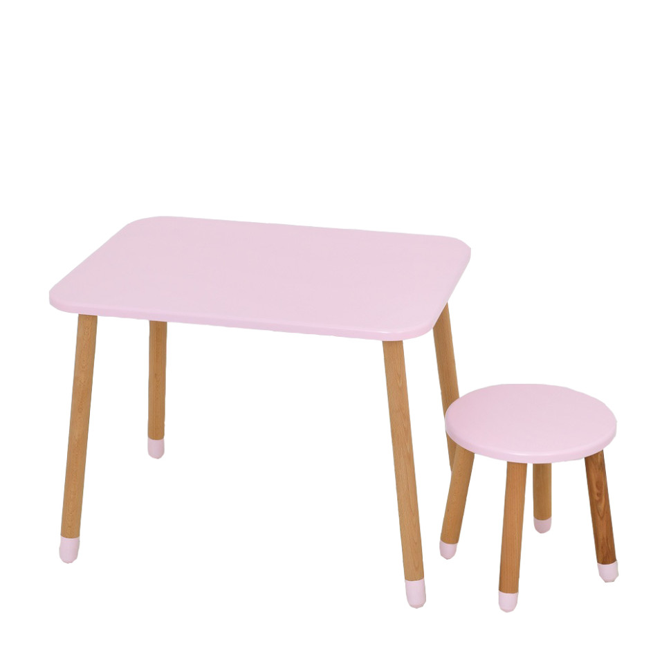 Children's table with stool 04-026R MDF, wood, pink