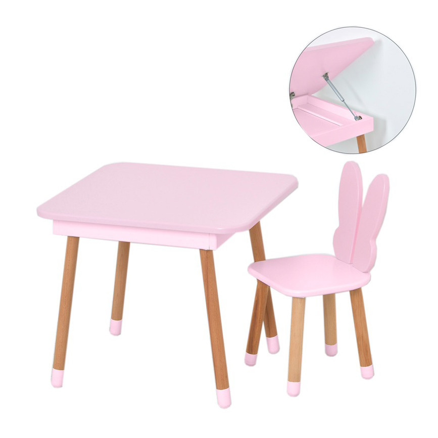 Table with chair "Butterfly" 10-025R-BOX with drawer, pink