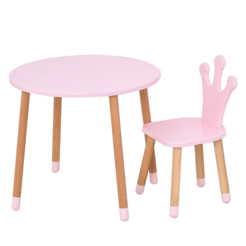 Table with chair "Crown" 06-025R-ROUND round, pink