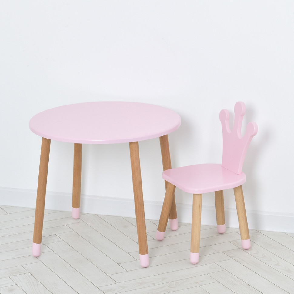 Table with chair "Crown" 06-025R-ROUND round, pink