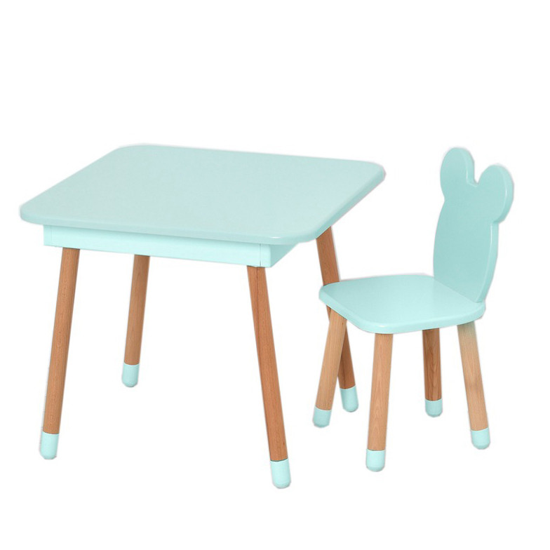 Table and chair set "Mishka" 08-025B-BOX with drawer, turquoise