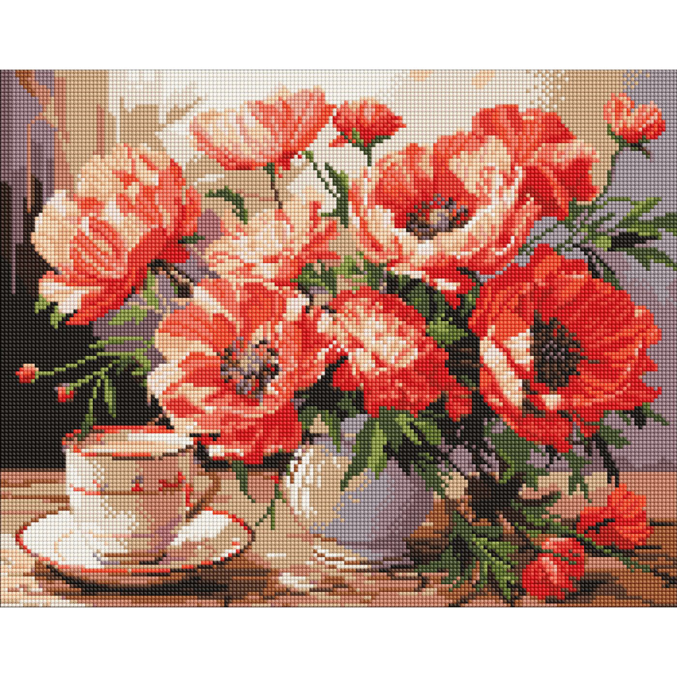 Алмазна мозаїка «Букет з маком» AMO7988, 40x50 см