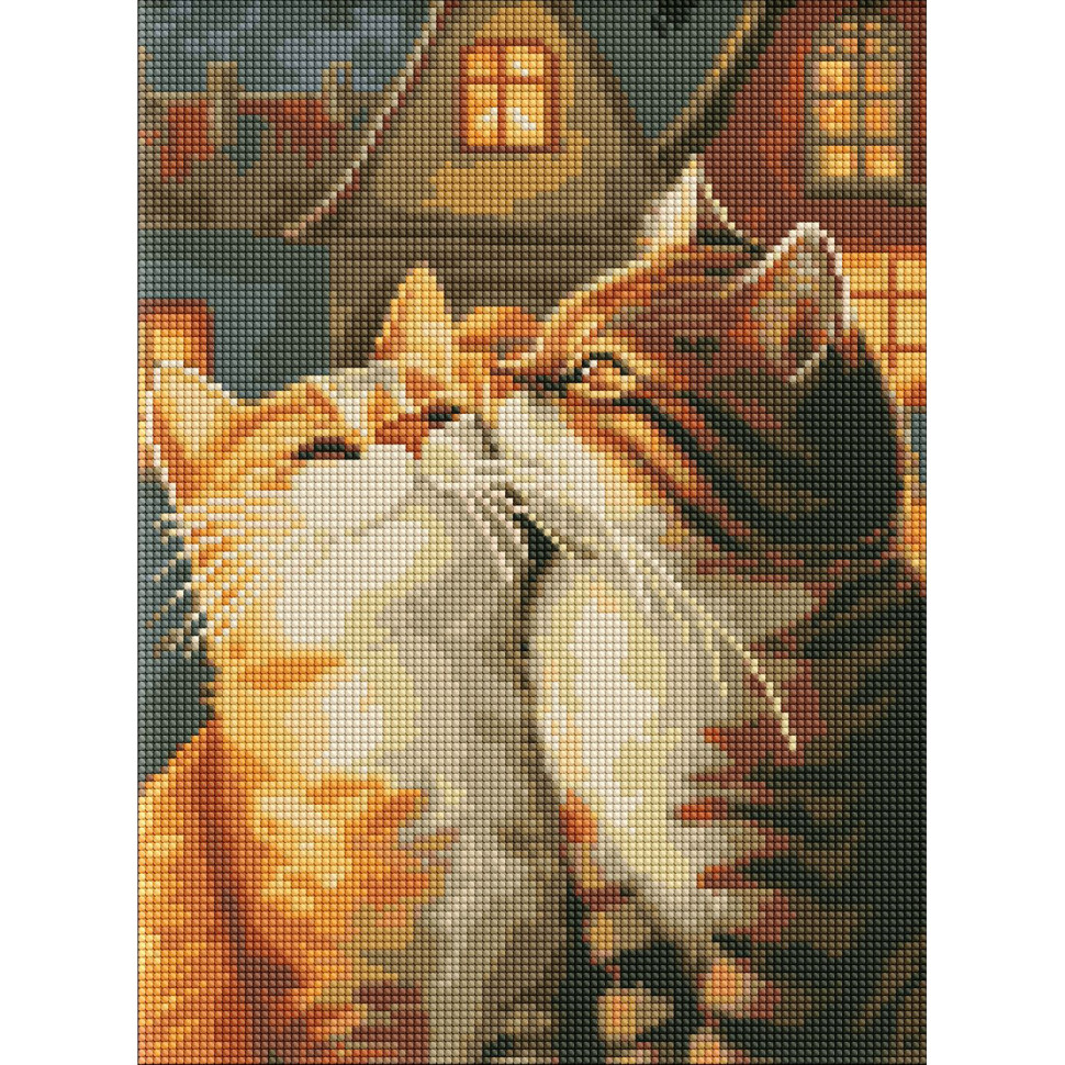 Алмазна мозаїка «Коти в коханні» AMO8173, 30x40 см