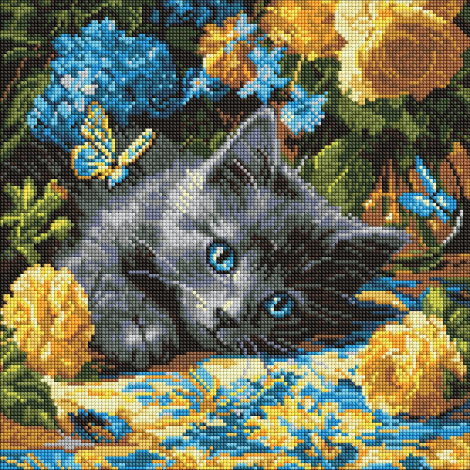 Алмазна мозаїка "Котенок голубоглазий" AMO8340, 40х40 см
